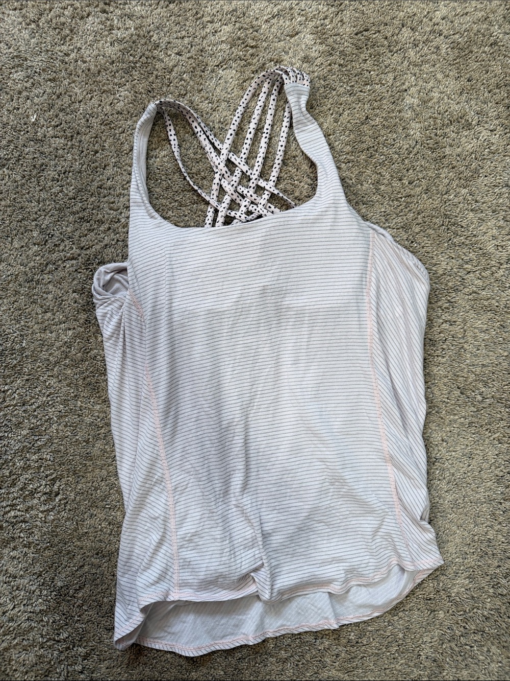 lululemon athletica Light Pink & White Striped Strappy Tank